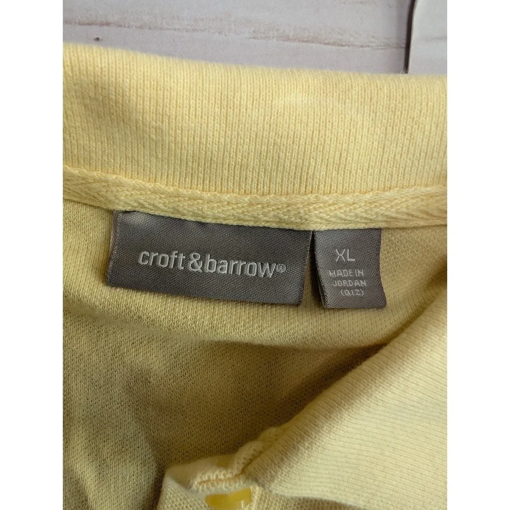 Croft Barrow‎ Size XL Womens Yellow Button Up Short Sleeve Cotton Polo Top - Picture 2 of 8